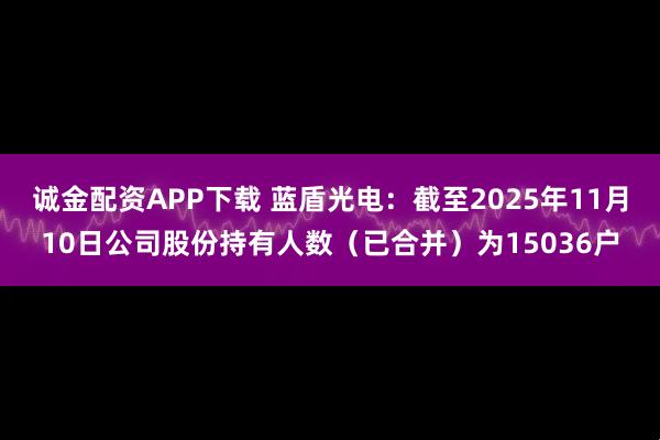 诚金配资APP下载 蓝盾光电：截至2025年11月10日公司股份持有人数（已合并）为15036户