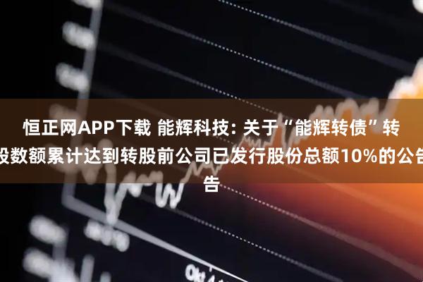 恒正网APP下载 能辉科技: 关于“能辉转债”转股数额累计达到转股前公司已发行股份总额10%的公告